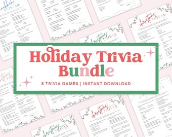 印刷可能なホリデー トリビア ゲーム バンドル: クリスマス、ハヌカ、冬 (即時ダウンロード)