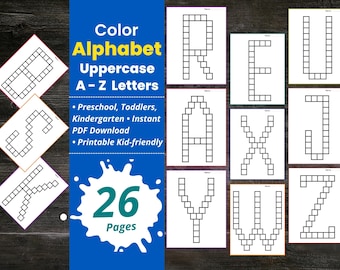 Alfabeto unisci i puntini stampabile, lettere dell'alfabeto grandi, modello di lettera grande, scuola materna, scuola materna, lettera maiuscola grande