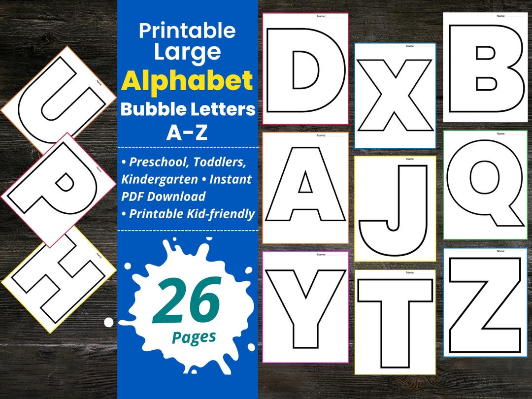 Large Alphabet Bubble Letters, Printable Big Letters, Capital Letter ...