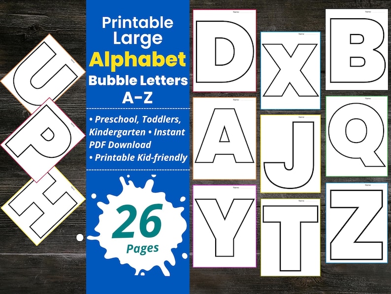 Kid Outline.pdf Large Alphabet Bubble Letters, Printable Big Letters, Capital Letter ...