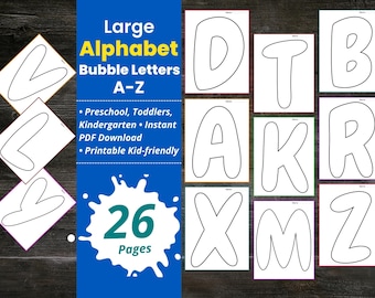 Lettere dell'alfabeto grandi a bolle, modello di lettere grandi stampabili, lettera maiuscola in PDF, scuola materna, scuola materna, scuola materna, lettera maiuscola grande