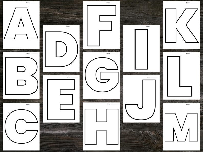 Large Alphabet Bubble Letters, Printable Big Letters, Capital Letter