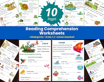 Schede di comprensione della lettura natalizia per la prima elementare stampabili / Storie semplici con domande / Esercizi di lettura per la scuola materna in formato PDF