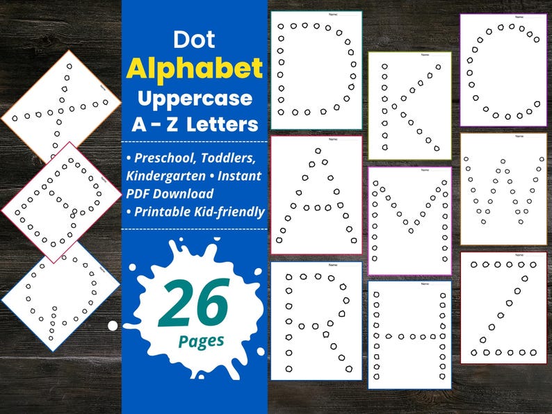 Dot Alphabet Uppercase A - Z Letters - Etsy