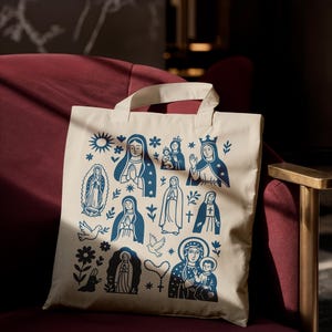 Jungfrau Maria Einkaufstasche - katholische Andacht l Umhängetasche l Religiöses Geschenk l Glaube inspiriert l Gebetstasche l Mutter Mary