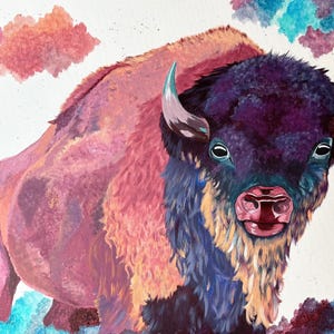 Abstract Bison Wall Art - Bison Poster Art - Poster of Original Painting - Poster Print Wildlife
