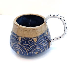 Hand-built Sgraffito Coffee Mug | Single Mug | Ready to Ship