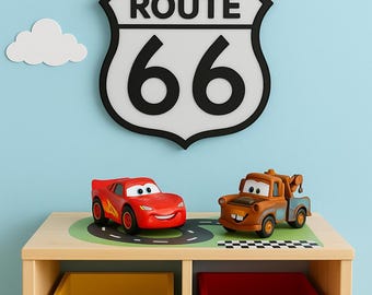 Señal de pared de la Ruta 66: Autos