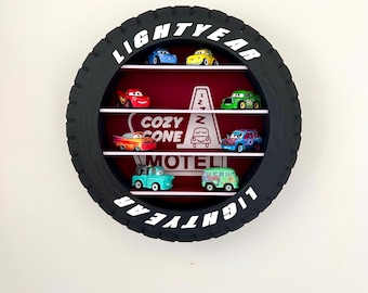 Cars Tyre Display Shelf: Kids Room Decor, Miniature Car Storage
