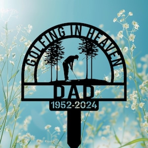 Custom Golfing Heaven Memorial Metal Stake Outdoor, Personalized Golfer Memorial Sign, Golfer Grave Marker,Remembrance Stake,Golf Lover Gift