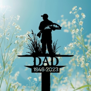 Personalized Fisherman Grave Marker, Custom Fisherman with Bass Fish Memorial Gift , Outdoor Lake Tribute Garden Stake, Fisherman.