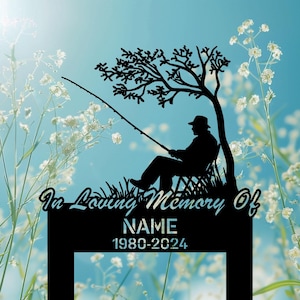 Personalized Fisherman Grave Marker, Custom Fishing Memorial Eagle Sign, Outdoor Tribute for Fisherman, Bass Fishing Garden Stake.