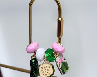 Beaded Carabiner Bag Charm, Pickle Charms, Pickle Support Gift