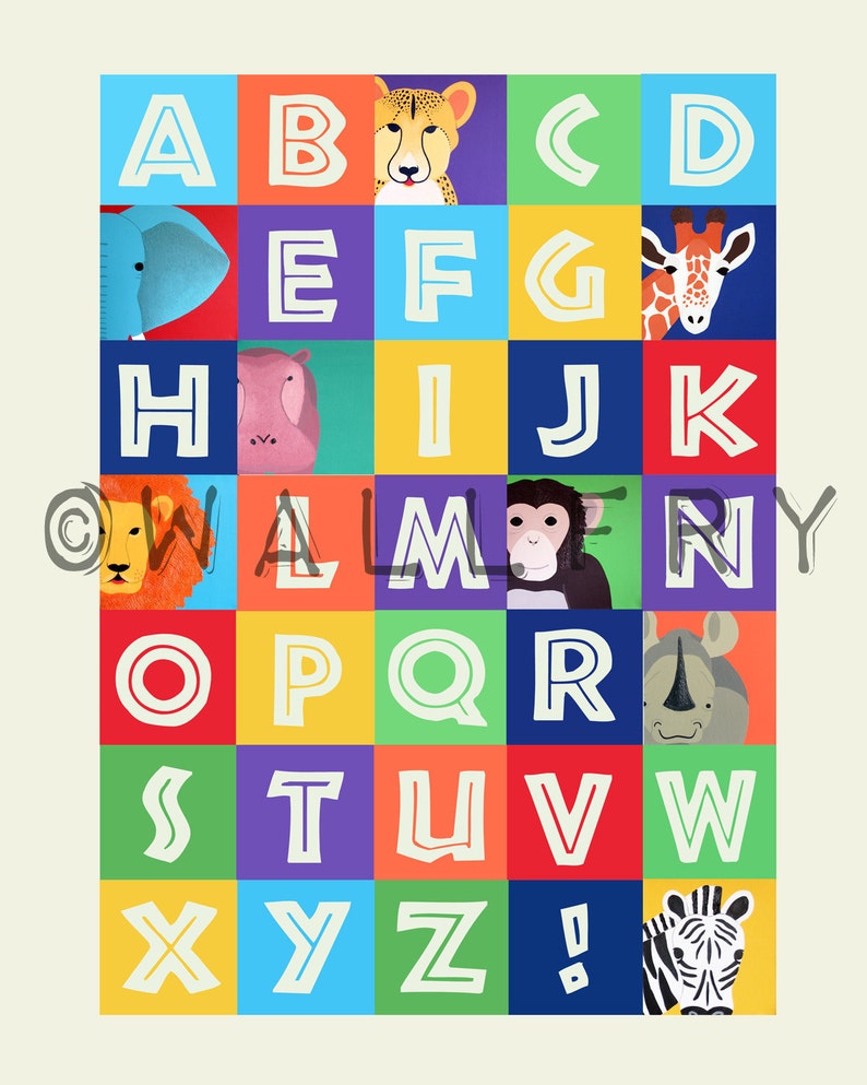 ABC Wall Art Animal Alphabet Print Children Art. Safari Art | Etsy