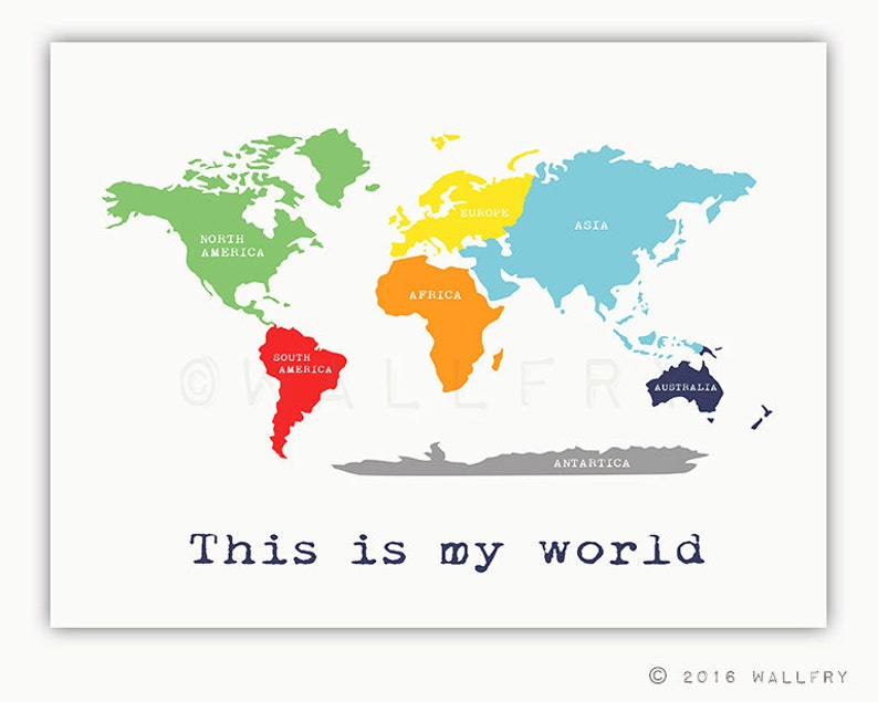 Kids Wall Art. World Map Print Childrens Wall Art. Kid Etsy