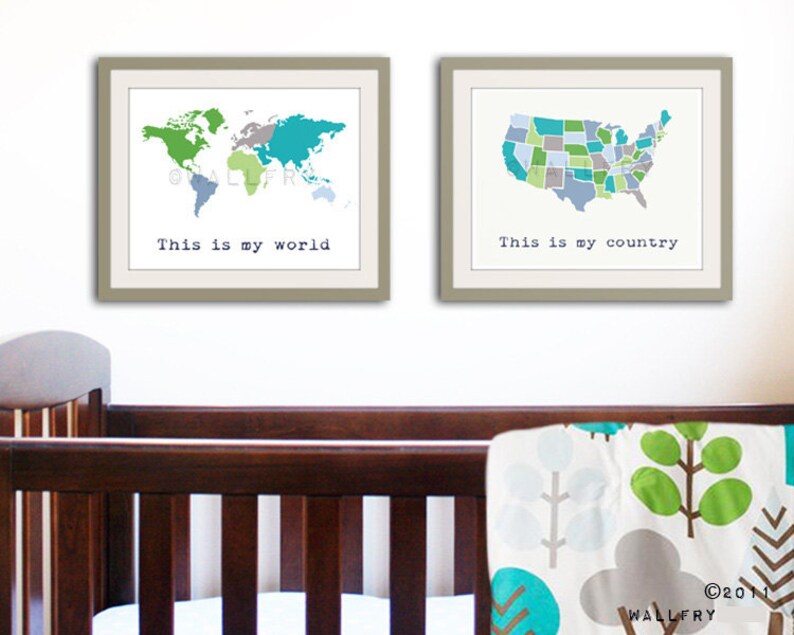 Kids wall art. World map print childrens wall art. Kid Etsy