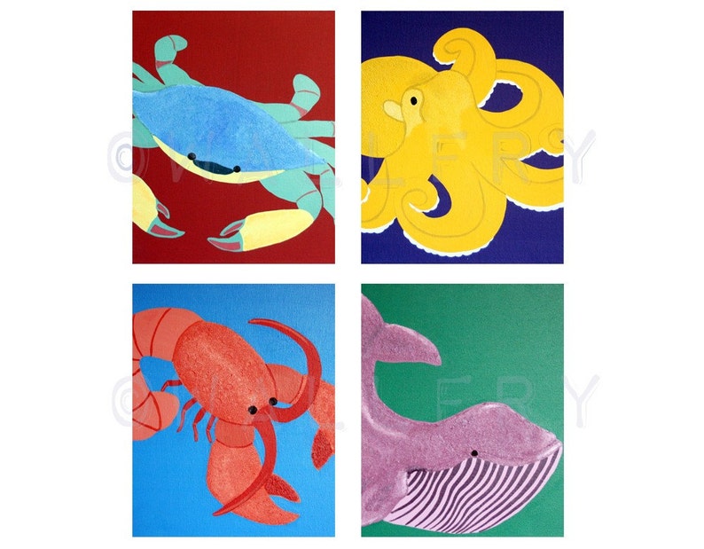 Baby Nursery Art. Sea Creature Prints Beach Art for Kids. Etsy