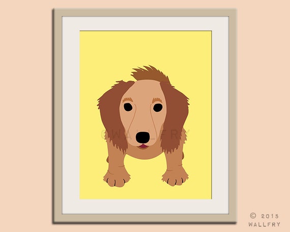 Long Haired Dachshund Print Puppy Dog Nursery Decor Dog Etsy