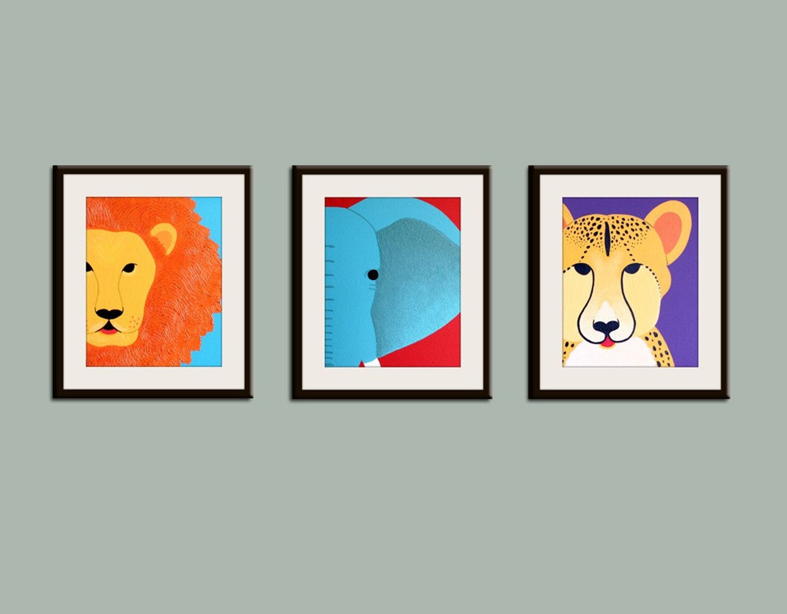 Jungle Nursery Artwork for Children. Kids Wall Art Zoo Animal | Etsy