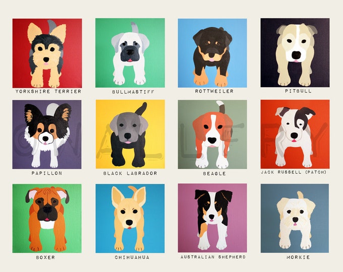 Dog Wall Prints. Puppy Dog Themed Nursery Wall Art. Dog Print - Etsy