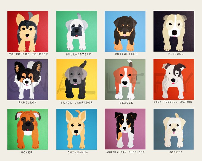 Dog Wall Prints. Puppy Dog Themed Nursery Wall Art. Dog Print Etsy