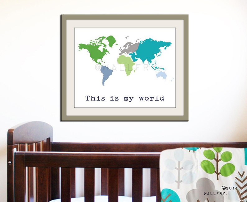 Kid Wall Art. World Map Print Children Wall Art. Kid Playroom Etsy