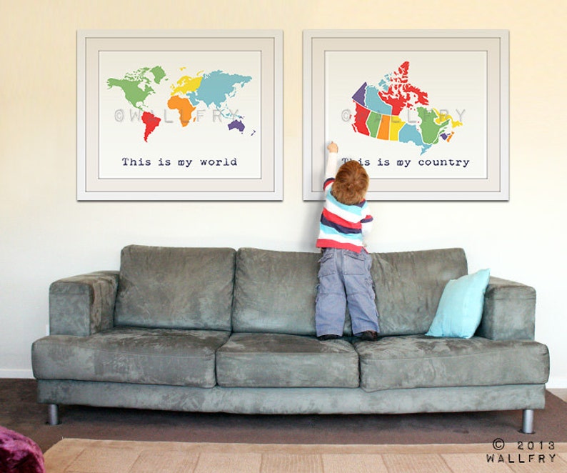 Kids Wall Art. World Map Print Childrens Wall Art. Kid Etsy