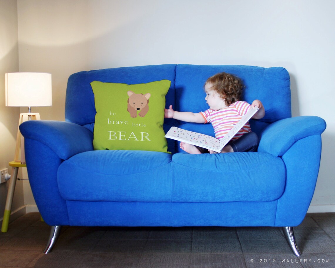Be Brave Little Bear Throw Pillow / Cushion. Woodland Nursery Etsy