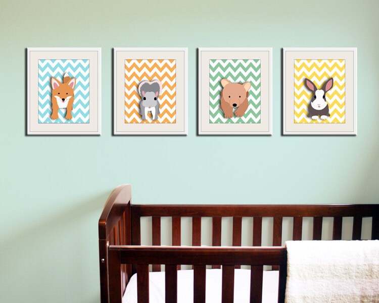 Woodland Nursery Art for Children. Forest Friends Owl Baby Etsy