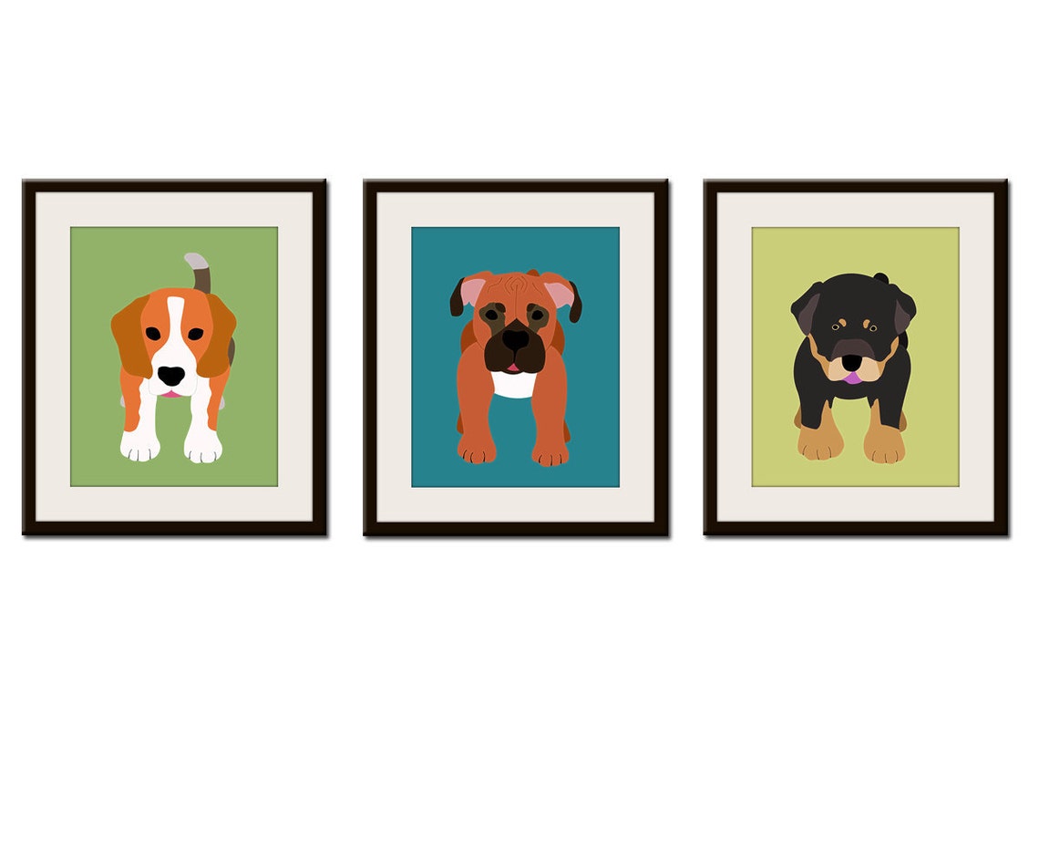 Dog Wall Art. ANY 3 Dog Prints for Baby Child Nursery Art. Etsy