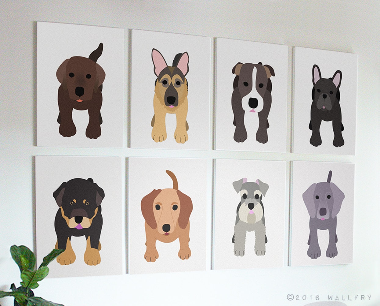 Puppy dog nursery decor. Dog canvas wrap art prints. SET OF Etsy
