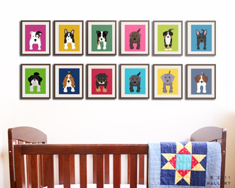 Puppy Dog Nursery Art for Kids. Dog Art Baby Nursery Decor Etsy