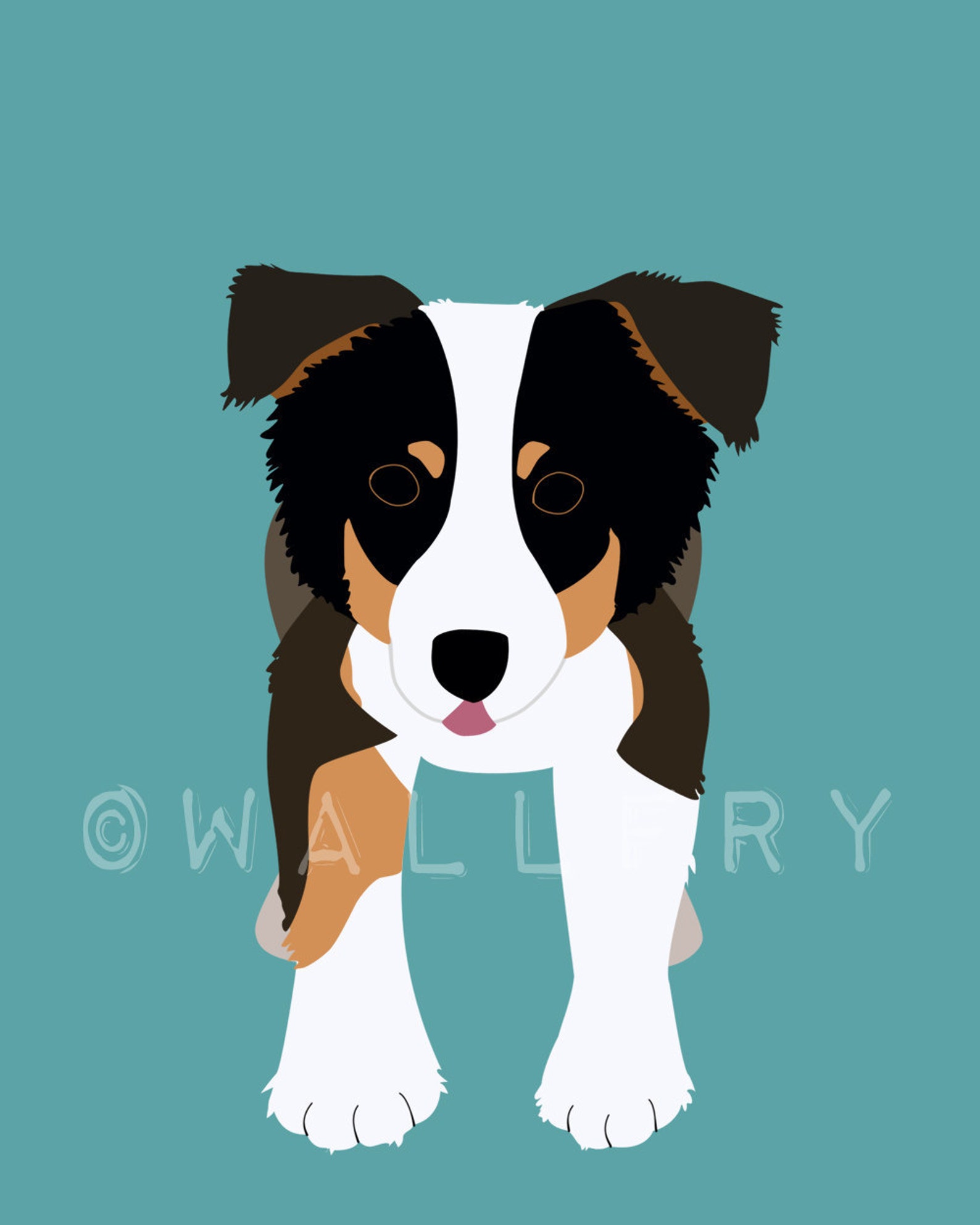 Australian Shepherd Dog Print. Puppy Modern Nursery Art for | Etsy