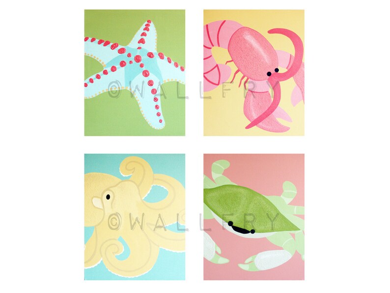 Baby Nursery Art. Sea Creature Prints Beach Art for Kids. Etsy