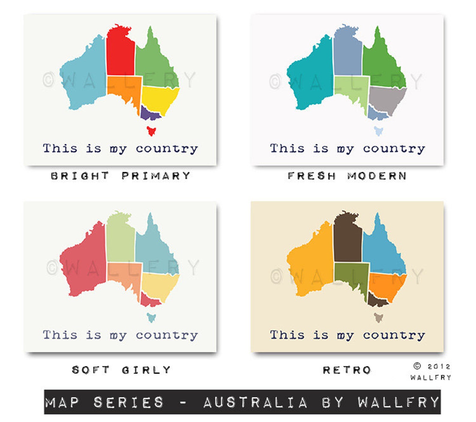 Map of Australia. Playroom Wall Art Country Map for Kids. Etsy