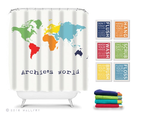 Shower Curtain Bathroom Decor Children S Bathroom Decor Etsy