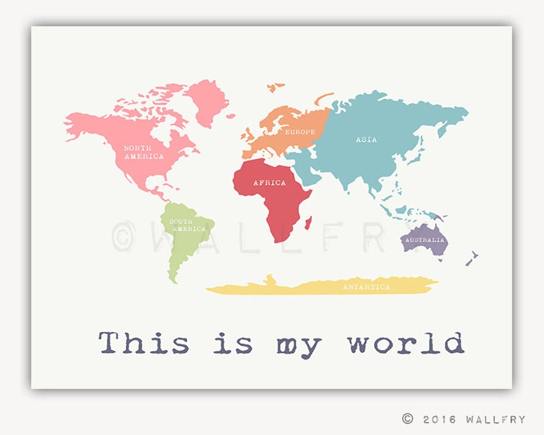 kids wall art world map print childrens wall art kid etsy