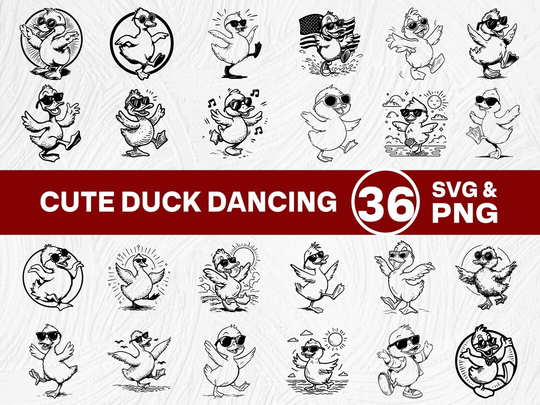 Ente Ente Tanzen Silhouette SVG PNG Bundle, lustige Tier Clipart Vektor ...