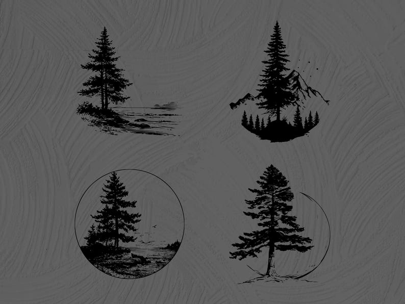 Pine Tree SVG PNG Bundle, Evergreen Forest Clipart, Cricut Cut Files - Etsy