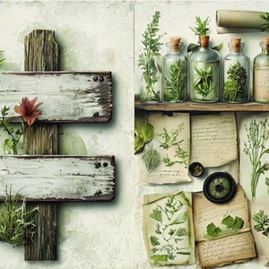 Floral Junk Journal Kit Printable | Botanical Digital Paper | Plant Ephemera Pages | Nature Scrapbook | Instant Download