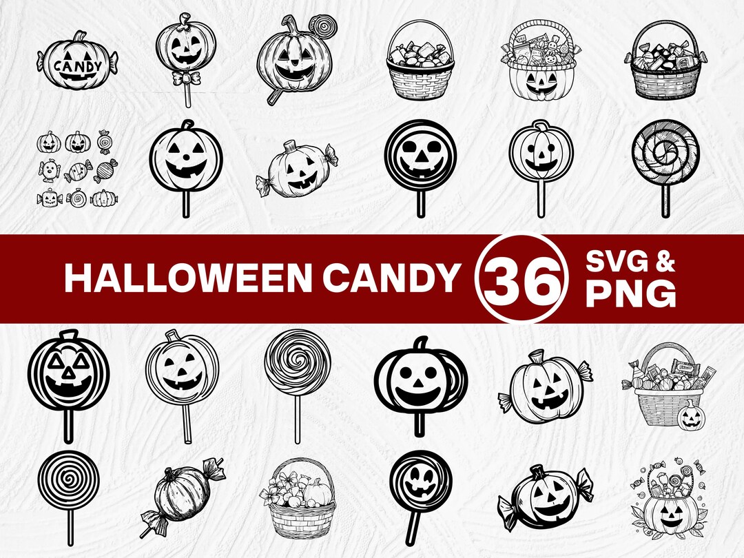 Halloween Candy SVG PNG Bundle, Trick or Treat Clipart, Cricut Cut File ...