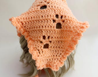 Crochet Bandana Pattern: Paw Prints head scarf, dog and cat lover’s gift