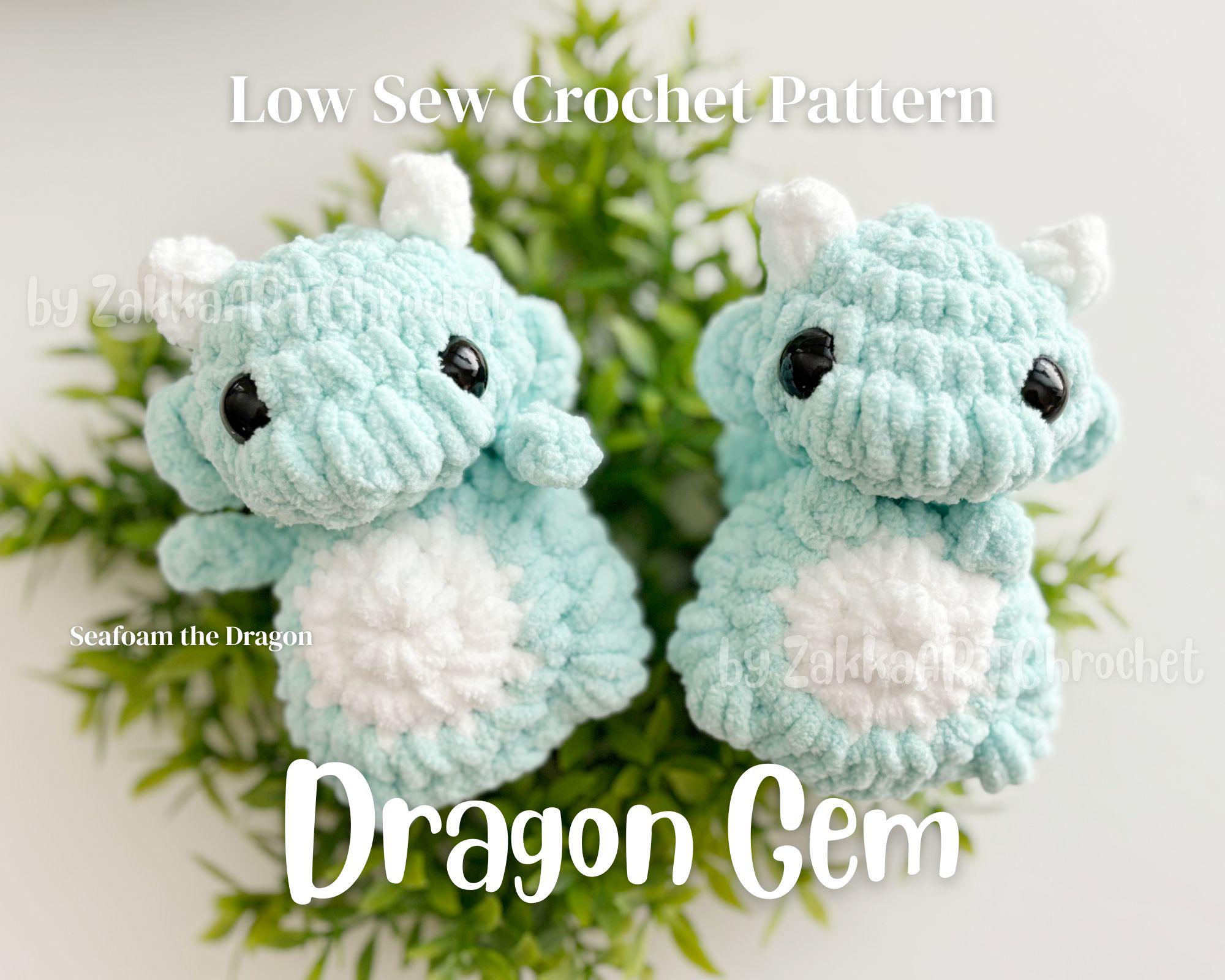 Seafoam Dragon Gem Crochet、ローソーあみぐるみドラゴン