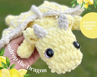Amigurumi Crochet Pattern —Lemondrop the Dragon, PDF Download