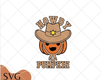 Bonjour citrouille SVG | Fichier Western Halloween citrouille découpé | Saison effrayante SVG | Téléchargement numérique