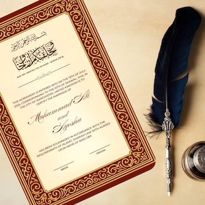 Bearbeitbare Nikkah-Zertifikatsvorlage, islamischer Luxushochzeitsvertrag, muslimischer Ehevertrag, Hochzeitsvertragsvorlage, Nikkah-Vereinbarung