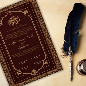 Bearbeitbare Nikkah-Zertifikatsvorlage, Luxus-Islamischer Hochzeitsvertrag, Muslimischer Hochzeitsvertrag, Ehevertragsvorlage, Nikkah-Vereinbarung