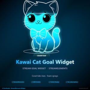 Cat Animated Goal Widget | Stream Goal Tracker Overlay | Twitch StreamElements + OBS Browser Source