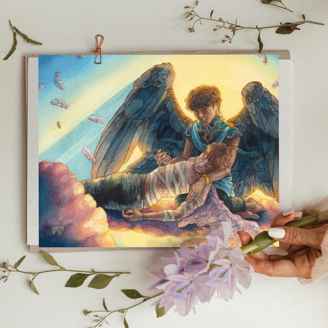 Respite Angel Magic Watercolor Art Print: Respite; Angel Art With a Sunrise Cloud ...