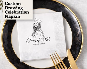 Servilletas personalizadas para celebración de graduación Servilletas personalizadas para fiestas Clase de 2026 Decoración de graduación Artículos para fiesta de graduación Regalo para graduado